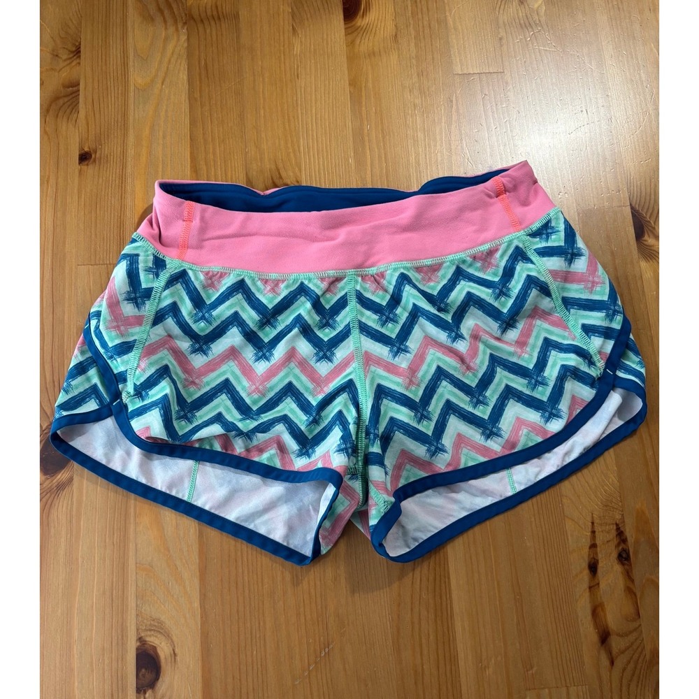 Girls' Ivivva By‎ Lululemon Pink and Blue Chevron Athletic Shorts Size 14